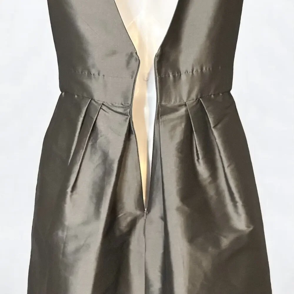 Vintage LAZARO Sleeveless Cocktail Dress Sz 10 Satin Jeweled Wedding Pewter Gray - Picture 10 of 15